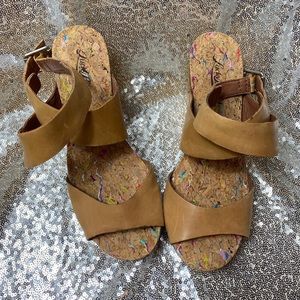 Lucky brand wedges, height 3 1/2 inches.